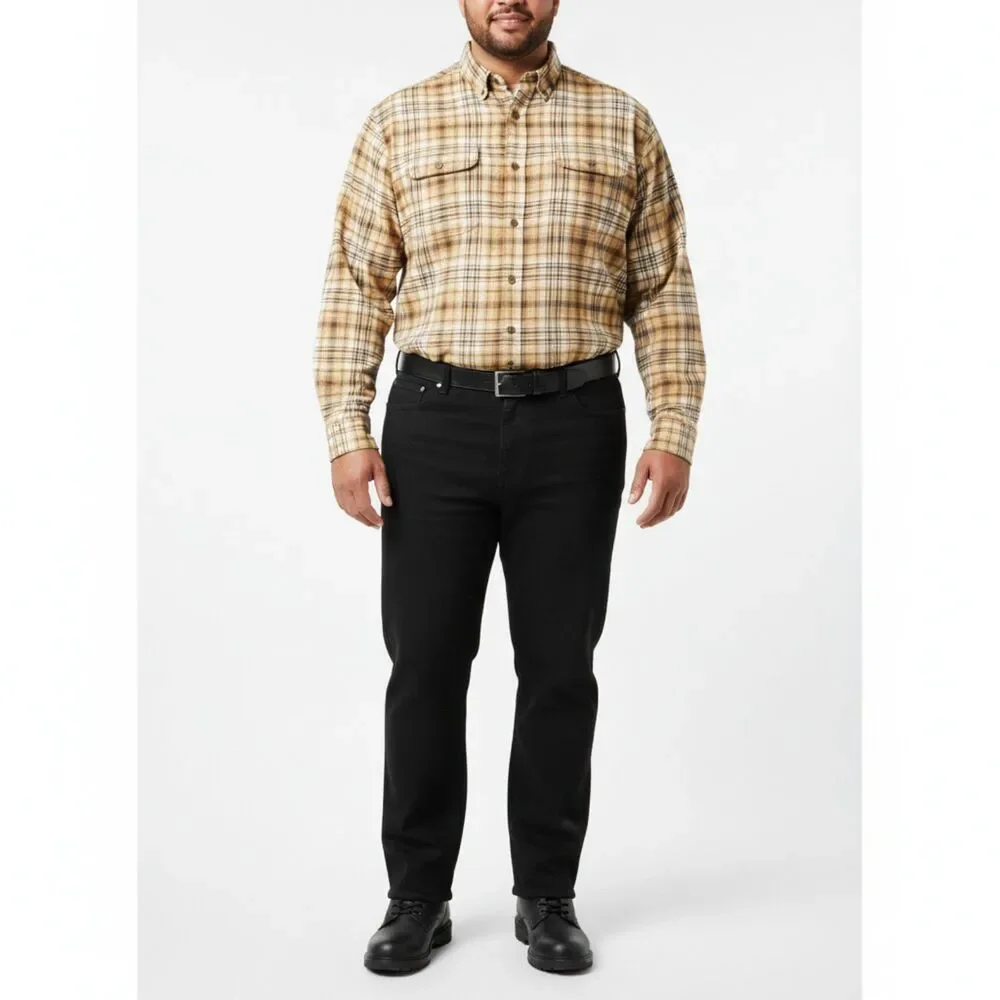 RedHead Men's Brown & Black Flannel Long Sleeve Plaid Checks Button Shirt 2XLT